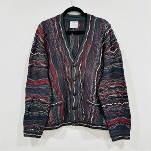 COOGI Australia Knit Mercerised Cotton Cardigan V Neck Sweater Vintage Large
